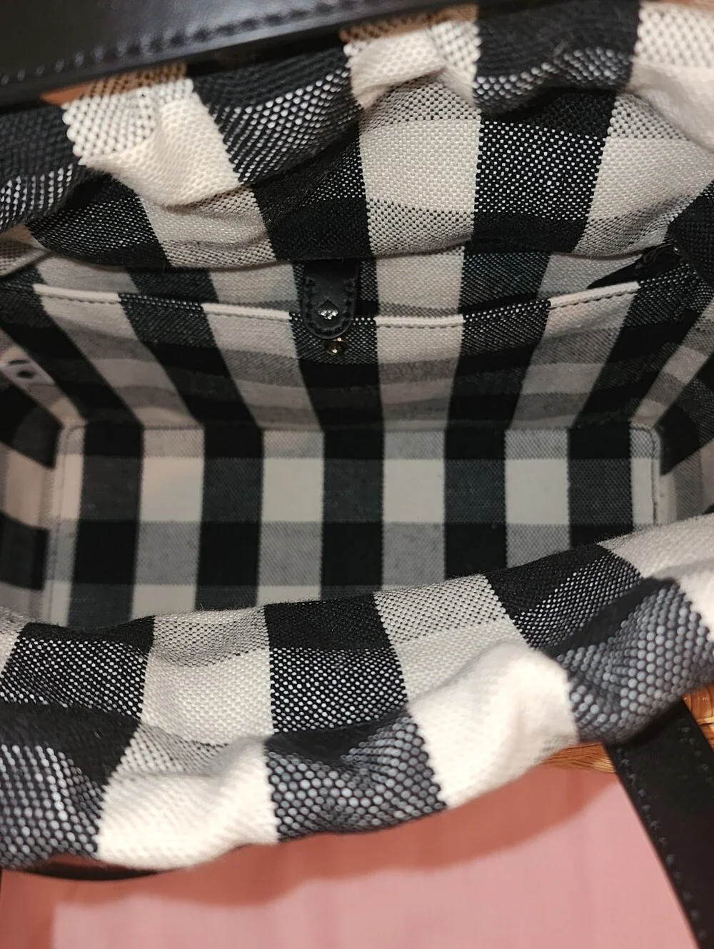 RARE Kate Spade Sam Gingham Wicker Medium Satchel Basket Bag W/ Dust Bag